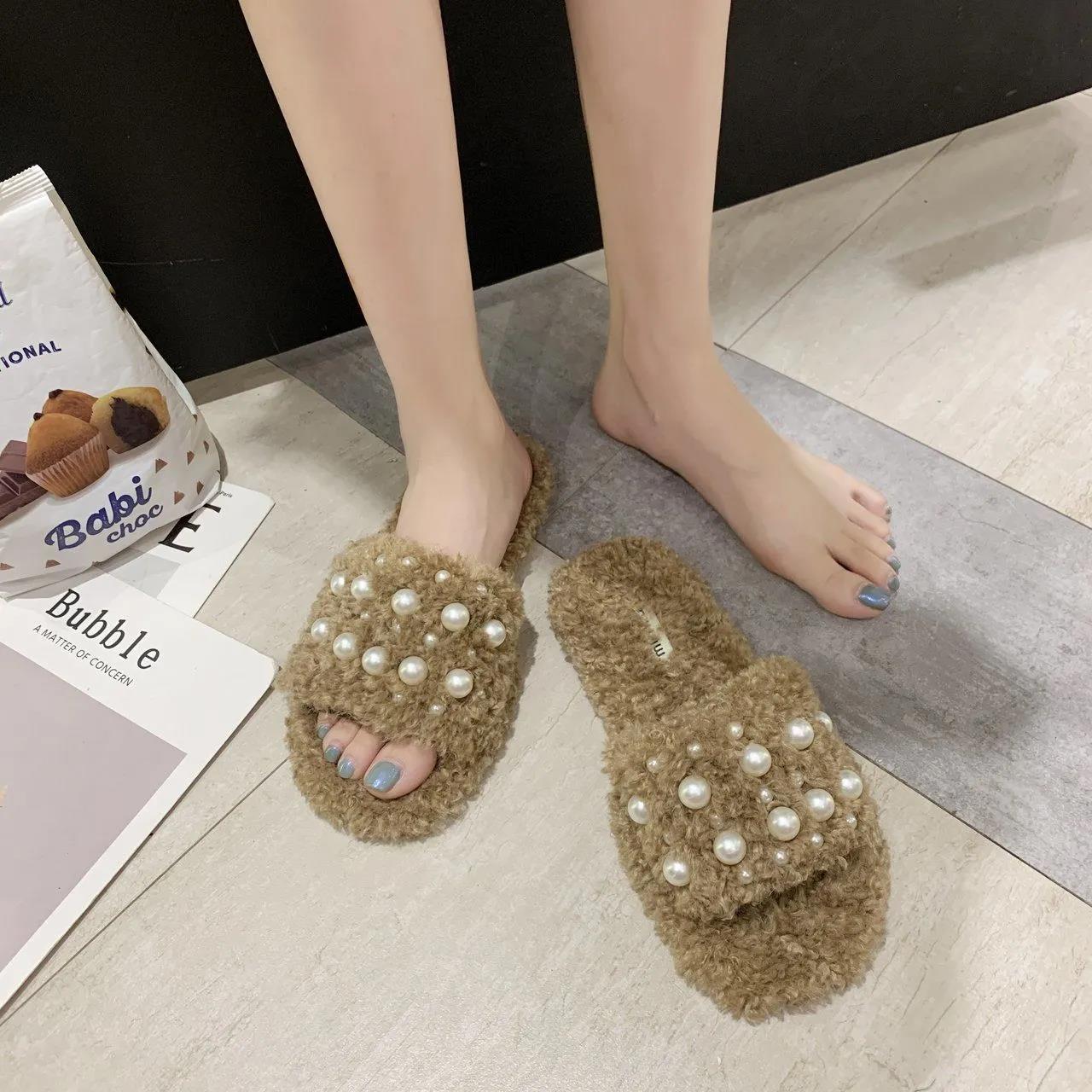 Autumn and Winter Ladies Fashion Cotton Slippers Warm Flat Shoes Indoor and Outdoor Casual Shoes