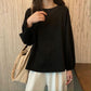 Fall Solid Simple oversized Tee harajuku long T Shirt Women T-shirts White Black long Sleeve Pullover