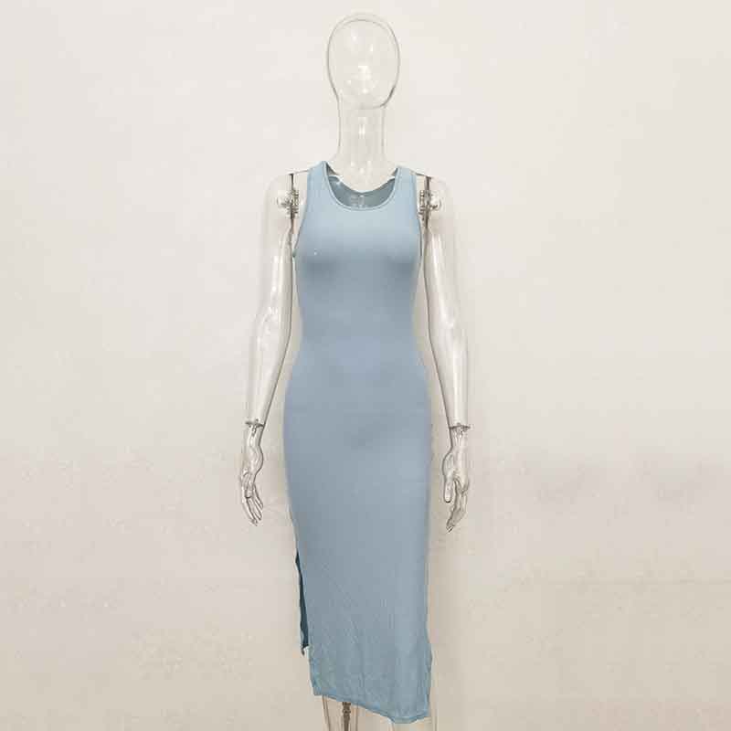 Dress Women's Fashion Casual Tight Slit Vest Long Skirt Spring Summer Dress