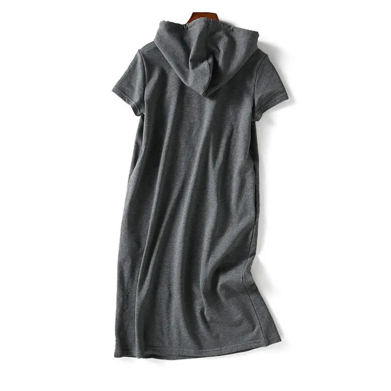 Sports Casual Style Hooded Women's Summer Dress Short Sleeve Round Neck Knee-length Daily Wear Office Dating Party