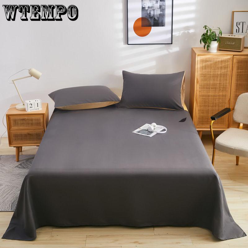 Solid Color Bed Sheet Cotton Mattress Protector Cover Flat Sheet 1pcs Soft Bedclothes Twin Queen King Size