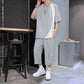 Summer Short-sleeved T-shirt Suit Men's Trend Youth Casual Sports Cropped Two-piece Set