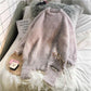 Sexy Beads Tassel Knitwear Loose Bling Silk Crew Neck Irregular Hem Pullover Sweater Dress