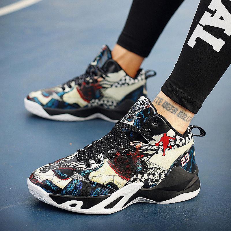 Middle help men's basketball shoes large size outdoor brand sports shoes purple red basketball shoes