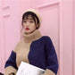 Pofulove 3 Colors Warm Short Section Hit Color TurtleNeck Loose Knitted Blouse Thicken Sweaters