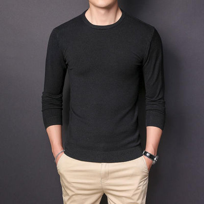 Fall/winter Sweater Men's Korean Pullover Round Neck Solid Color Sweater Thin Bottoming Shirt Low-neck Sweater