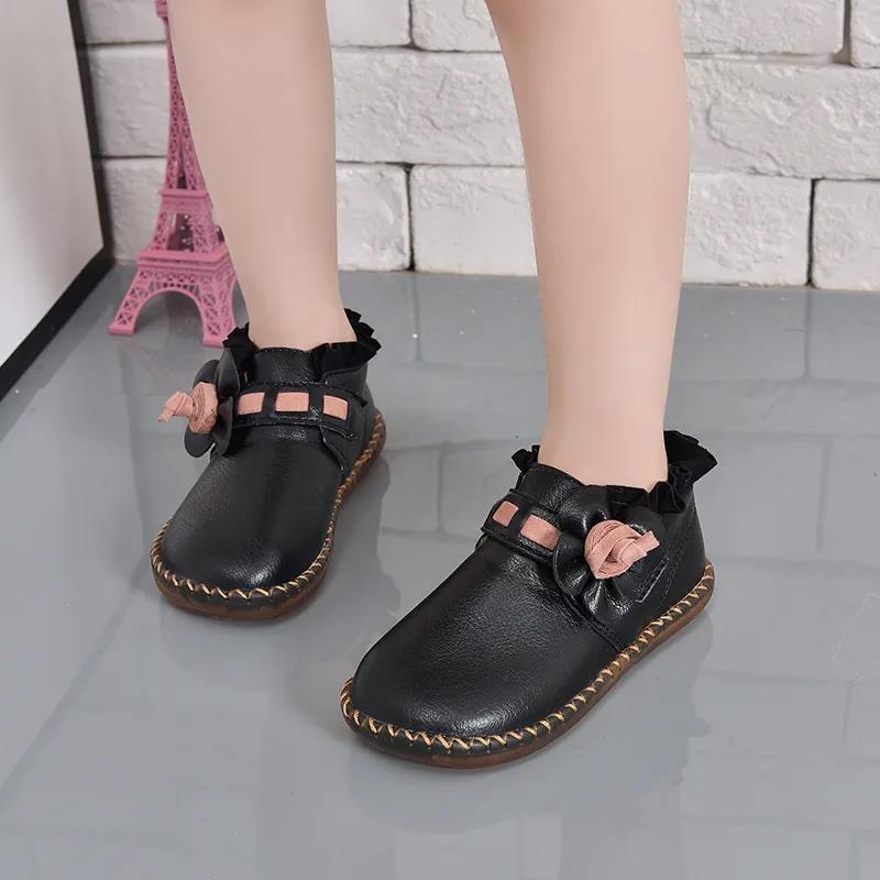 Children's Flat Princess Shoes Girls Spring Autumn Solid Color Flower Decoration Casual Single Shoes