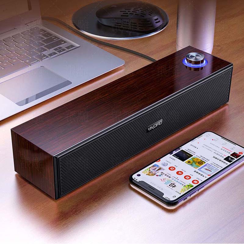 Multimedia Audio Computer Notebook Bluetooth Desktop Long Wooden Small Speaker Mini Subwoofer