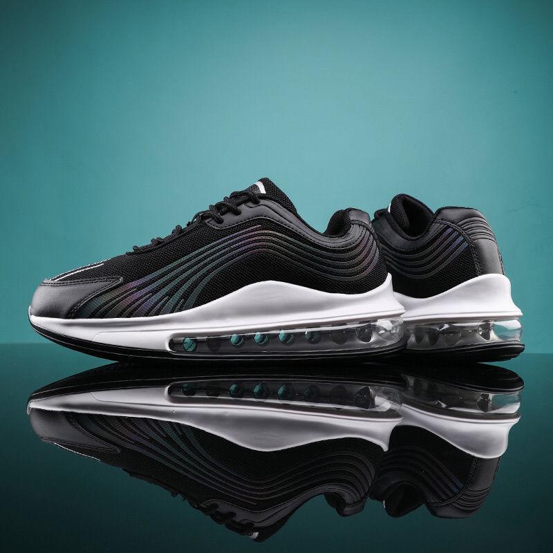 Shoes Men's Air Cushion Heightening Shoes Large Size Shock-absorbing Reflective Men's Shoes Student Sports Running Shoes