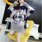 Autumn and Winter Mid-length Pullover Women Loose Casual Cartoon Print Tassel Sweater Jumper Outer Wear