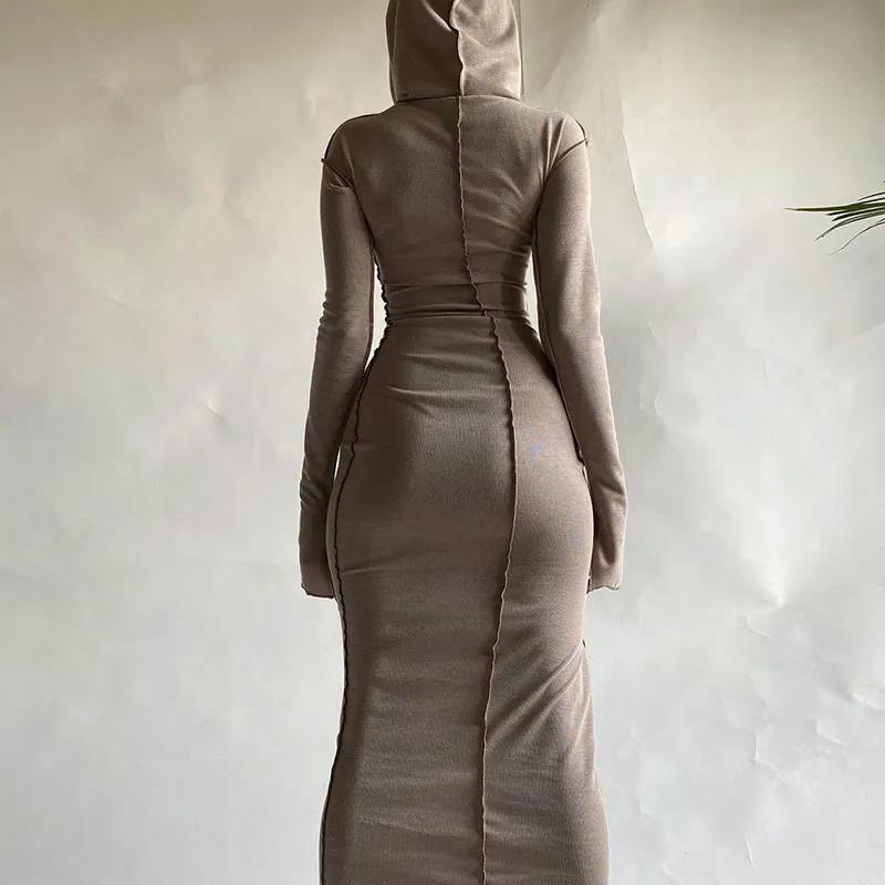 Ladies Fashion Warm Pullover Sweatshirt Dress Casual Long Sleeve Pullover Maxi Robes