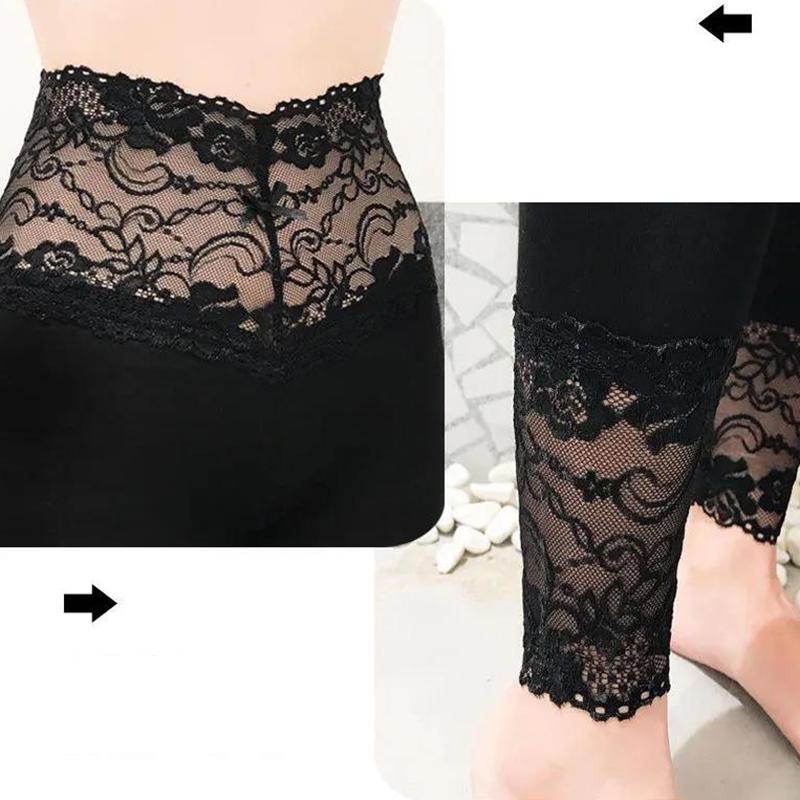 Long Johns Ladies Thin Inner Wear Tight-fitting High-waist Lace Trousers Sexy Stretch Slim-fitting Leggings Spring and Autumn Underpants