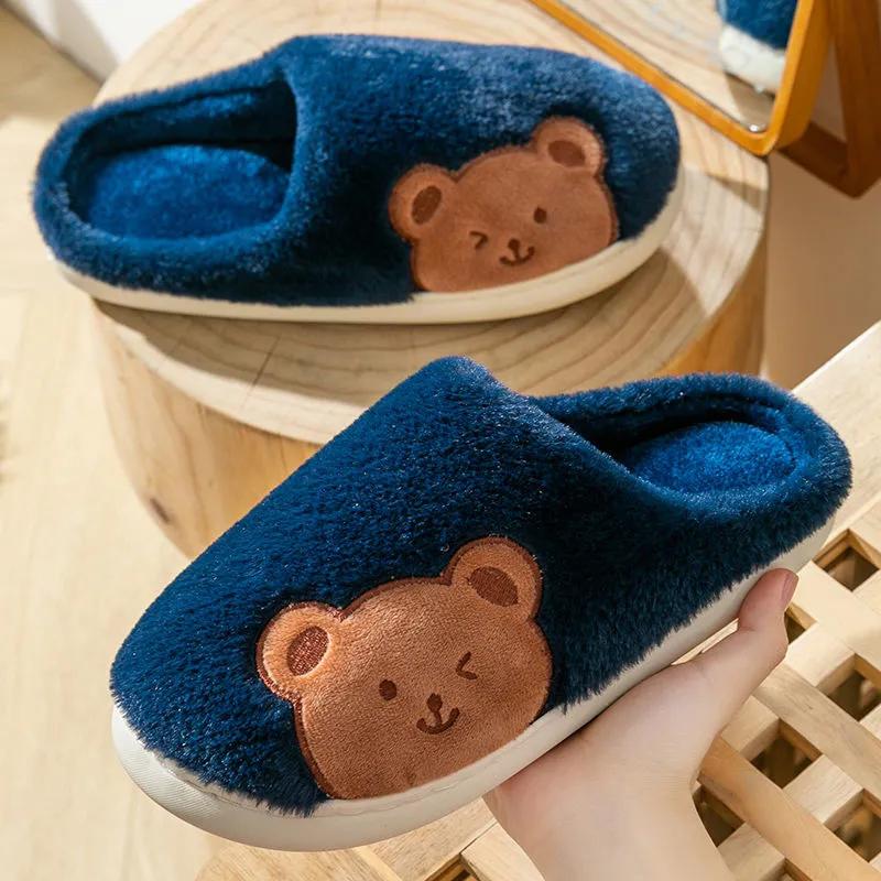 Women Winter Slippers Home Dormitory Cute Warm Slippers Furry Thick Plus Size Non Slip Slippers Women Men Cotton Shoes