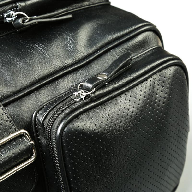 Short-distance Travel Bag Men Leather Black Waterproof Large-capacity Handbag Fitness Shoulder Bag
