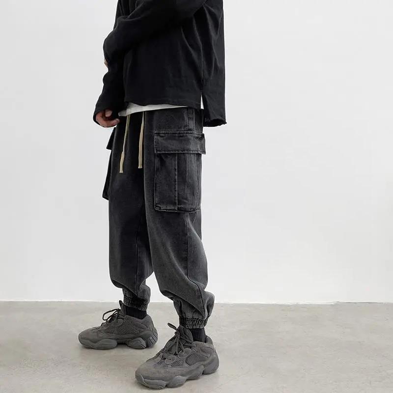 Men's Summer and Autumn Jeans Loose Overalls Trend All-match Nine-point Jeans