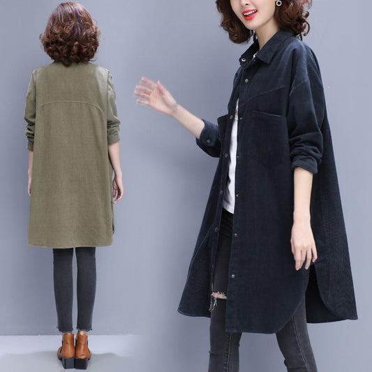 Autumn Fashion Women Coat Casual Loose Zipper Medium And Long Section Cotton Hooded Windbreaker Coat