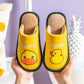 Children's Duckling Pattern Cotton Slippers Warm Non-slip Flat Shoes, Dirt-resistant and Comfortable Suitable for Autumn and Winter