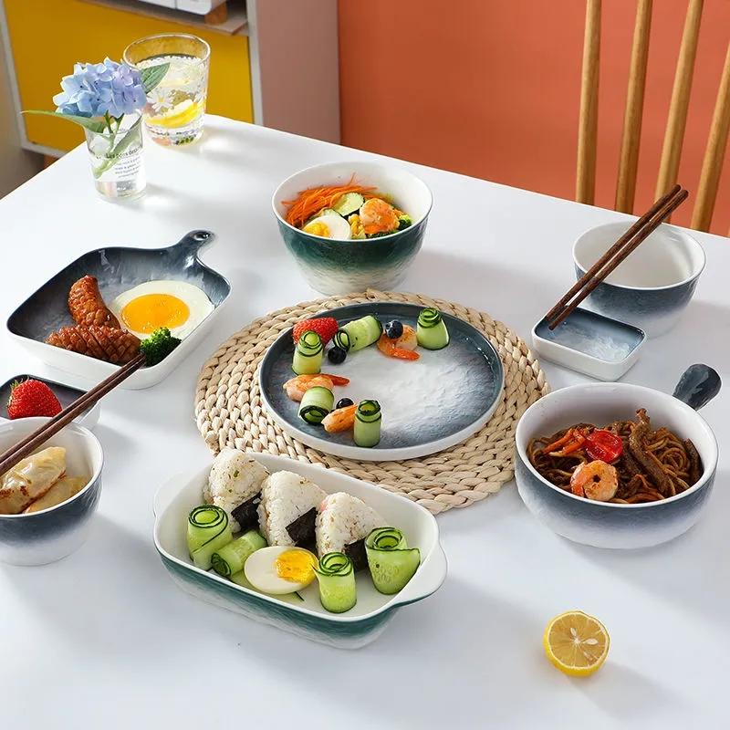 Nordic Ceramics One-person Dishware Set Household Combination Dishes and Chopsticks Creative Tableware