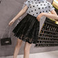 Women's Pleated Skirts Female Summer Elastic High Waist Short Ball Gown Skirt Girl's Solid Color Lace A-line Mini Skirts
