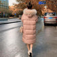 Winter Down Down Padded Jacket Women's Padded Coat, Large Size Loose and Thick Mid-length, Over-the-knee Fluffy Large Fur Collar Warm Winter Jacket
