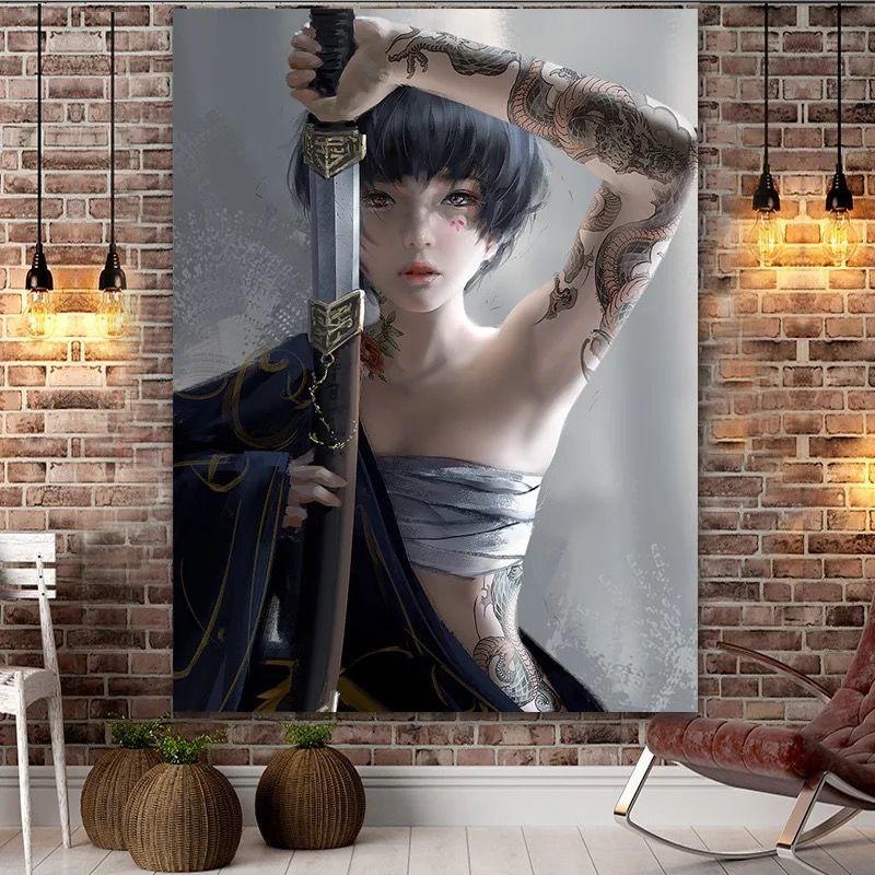 Ghost Knife Net Red Sexy Background Cloth Home Bed Dormitory Rental Room Renovation Decoration Hanging Cloth