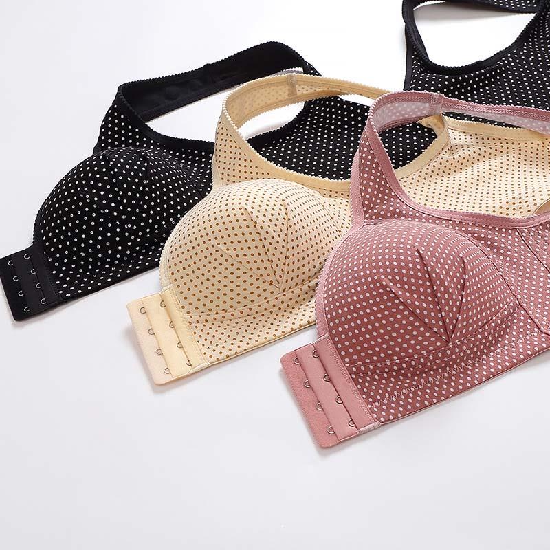 Women Front Buckle Underwear Large Size No Steel Ring Gathered Side Double-shoulder Printed Double-shoulder Waistcoat Thin Bra