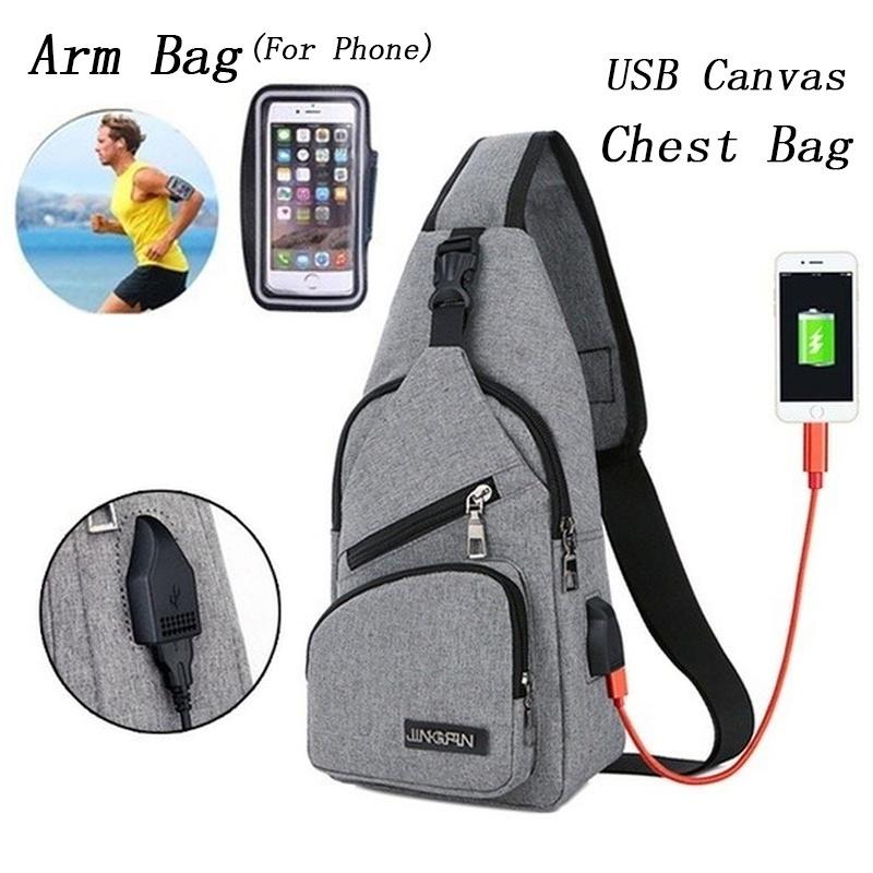 Large Capacity Bag Casual Outdoor Travel USB Charging Port Sling Bag Chest Bag for Men Crossbody Bag