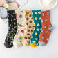 Five Pairs of Women's Socks Fashion Print Cartoon Pattern Socks Winter Thick Warm Pile Pile Socks