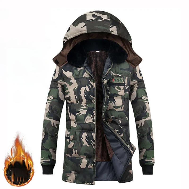 Mens Winter Camouflage Cotton-padded Jacket Thick Handsome Labor Insurance Jackets for Men