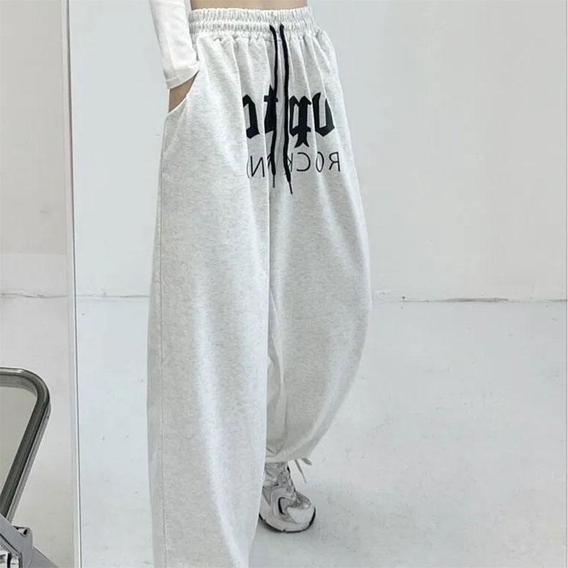 Women's High Waist Hip Hop Jazz Sports Pants Red Casual Leggings Hip-hop Alphabet Wide Leg Sweatpants