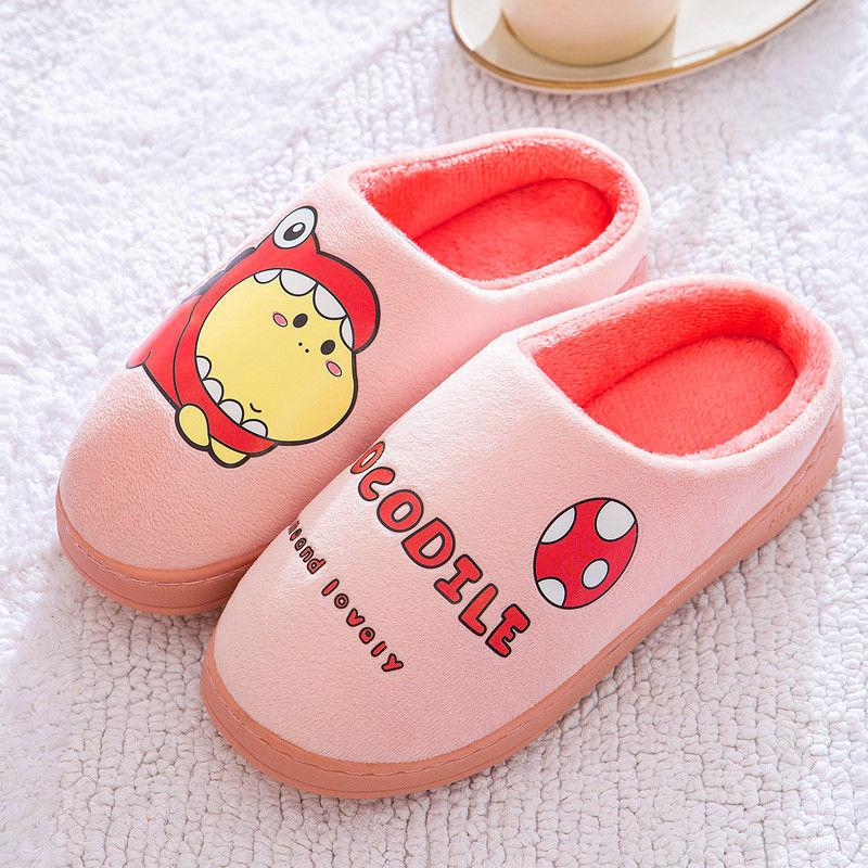 Men and Women Cute Cartoon Cotton Slippers Autumn and Winter Warm Flat Shoes Indoor Non-slip Cotton Shoes Soft Shoes