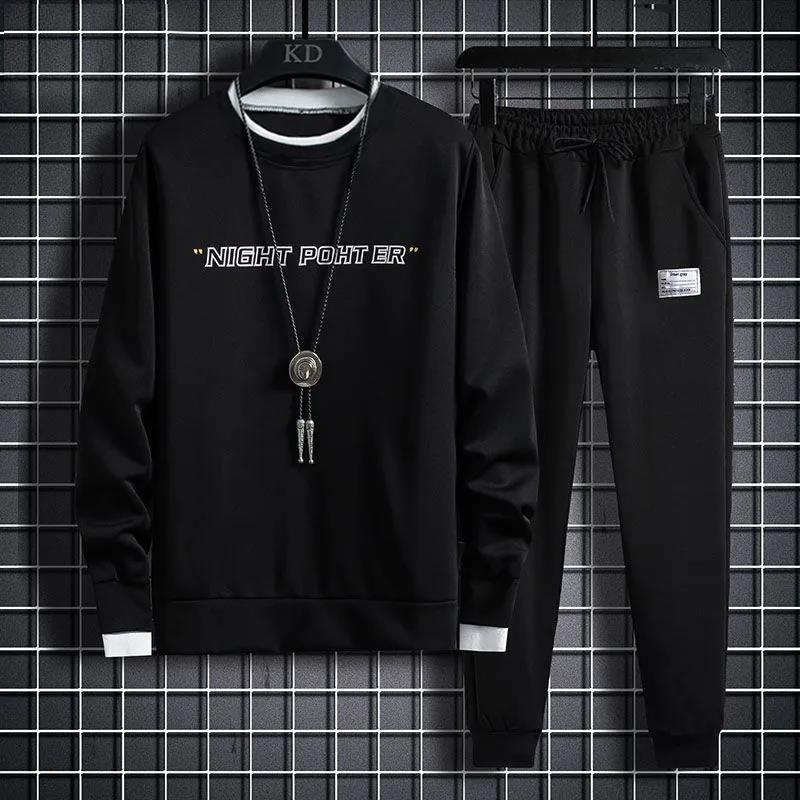 Teen Student Sweater Suit Spring Men Clothing Casual Hooded Pullover and Pants Teen Sports Suit