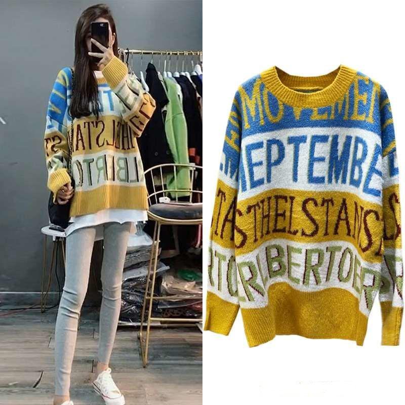 Sweater Loose and Lazy Female Outer Wear Korean Style Fall/winter Pullover Round Neck Casual All-match Long-sleeved Base