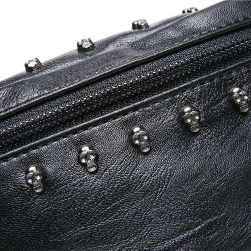 Waist bag men black rivet zipper chest bag outdoor leisure sports riding shoulder bag
