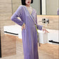 Women's Elegant Gold Velvet Long-sleeved Pajamas Japanese Kimono Nightdress Autumn Spring Nightgown Simple Loose Solid Color Robe