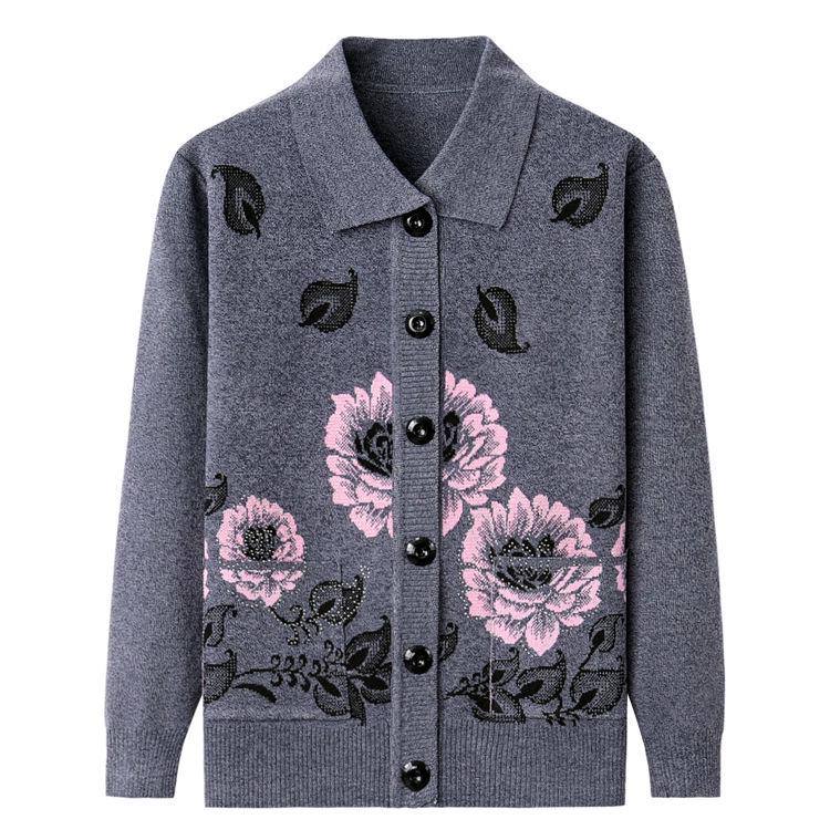 Women's Sweater Autumn and Winter Thick Knit Cardigan Sweater Lapel Sweater Coat Large Size Sweater