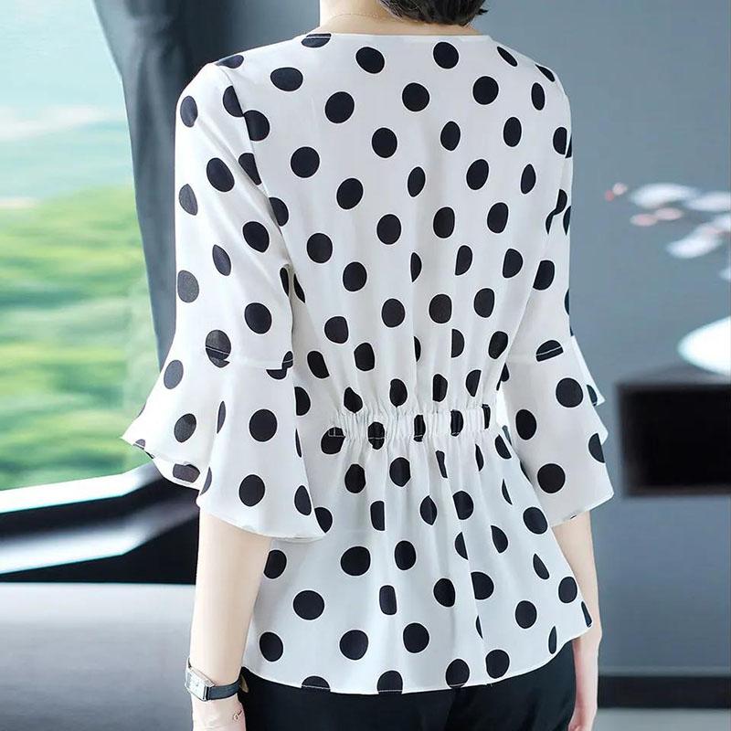 Women's Summer Chiffon Large Size Short-sleeved Top Loose All-match Round Neck T-shirt