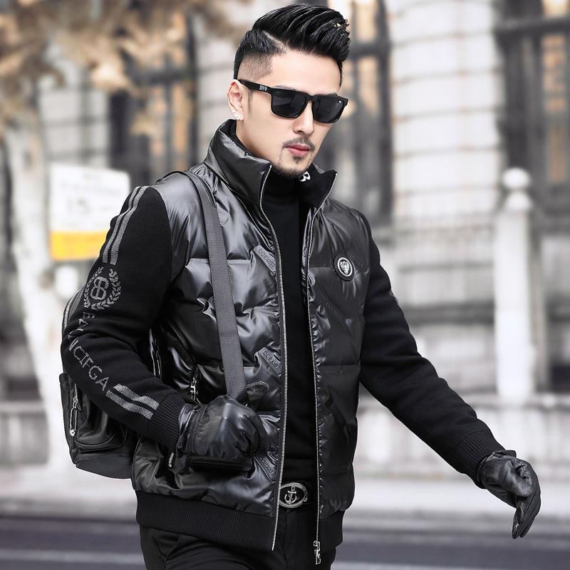 Fashion Trend Short Stand Collar Men's Down Jacket Outdoor Thick White Duck Down Warm Jacket