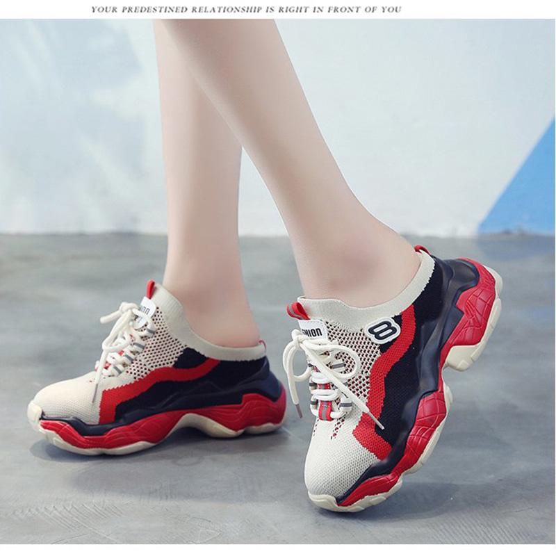 Roman Breathable Chunky Sneakers Women Summer Mesh Slip-on Woman Casual Sneakers Thick Sole Women Shoes