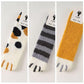 3 Pairs Cute Cat Paw Printing Plush Socks No Shedding Ladies Winter Coral Fleece Thickened Warm Floor Socks Plus Velvet Sleep Stocking