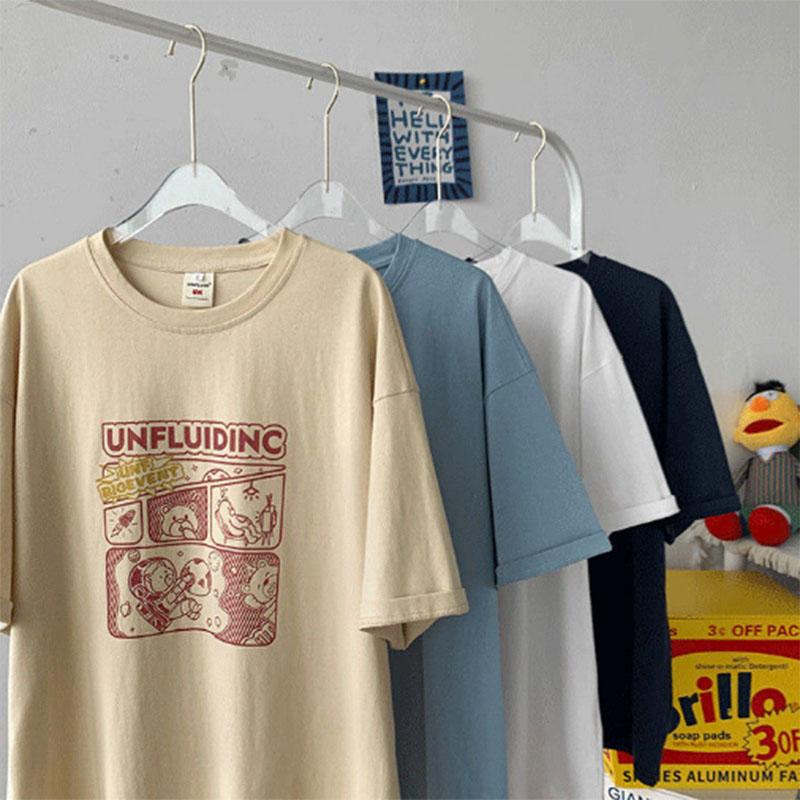 Short-sleeved Women's Trendy Design Sense Niche T-shirt Women's Korean Version of The Loose Printing Summer Half-sleeved Couple Wear Ins Top