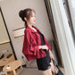 Wine Red Loose and Thin Korean Version BF Style All-match Jacket Long-sleeved Short Denim Casual Jacket Women's Top