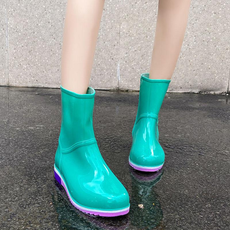 Short Rain Boots Women's Water Shoes Rain Boots Rubber Boots Spring and Autumn Waterproof Boots Non-slip Rubber Shoes