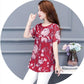 Fashion Loose Plus Size Women's Thin Section Summer Fat Mother Medium and Long Printing Short-sleeved T-shirt Women