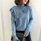 Autumn and Winter Half High Neck Sweater Fungus Lace Slim Long Sleeve Sweater