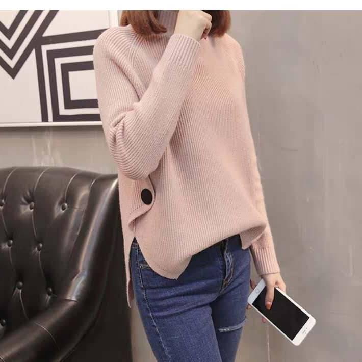 Autumn Winter Half Turtleneck Pullover Sweater Women's Short Long Loose Bottoming Shirts