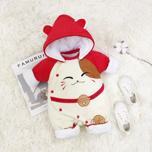 Baby Autumn and Winter Thickened Cotton-padded Clothes One-piece New Year's Clothing New Year Men and Women Newborn Full Moon Baby Cotton Clothes