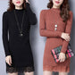 Inside Wearing A Sweater Autumn and Winter Long   Female Slim  Collar Lace Warm