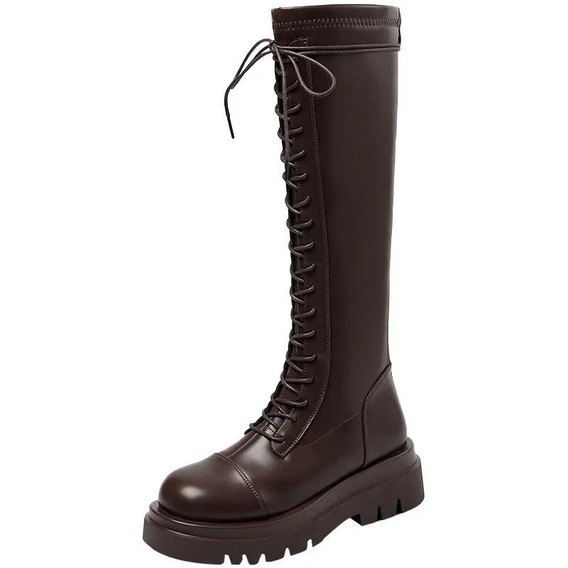 High Boots Women Autumn and Winter Single Boots Black Wild But Knee Long Knight British Riding Boots Boots