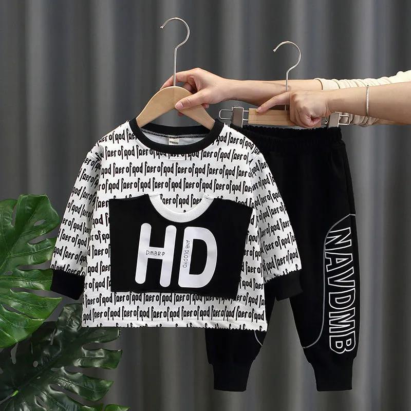 Children's Clothing Boy Spring and Autumn Suit 2021 Male Baby Handsome Clothes Children Korean Two-piece Su